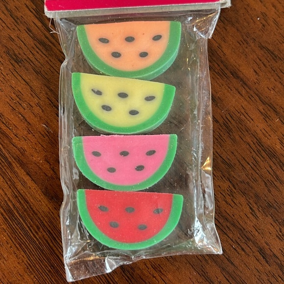 VINTAGE 80S FANCY FUN WATERMELON SLICE ERASERS - NEVER OPENED! - Picture 4 of 5
